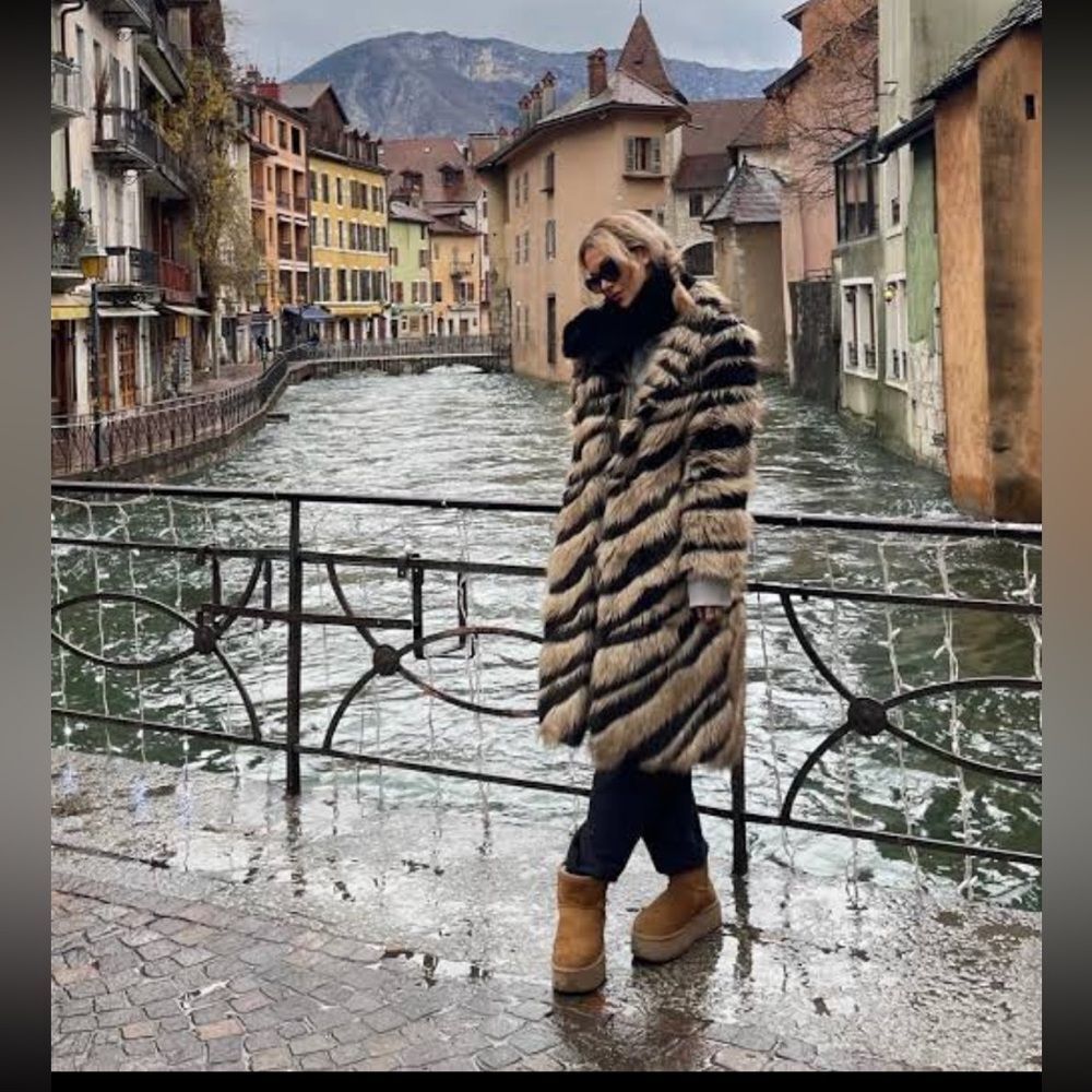 Free People Unreal Fur Bengal Kiss Coat in Tiger Stripe